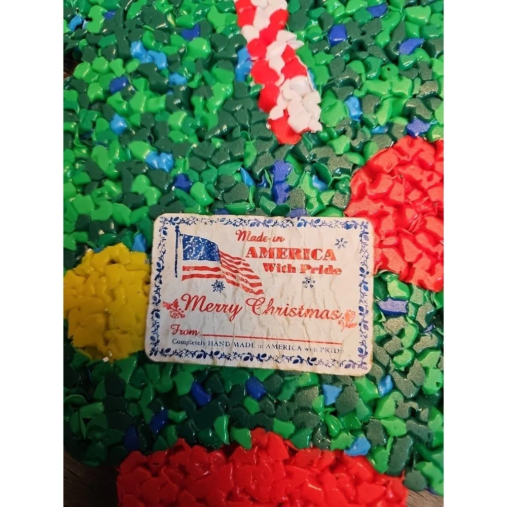 Vtg POPCORN ART Melted Plastic Christmas  TREE Decoration 24